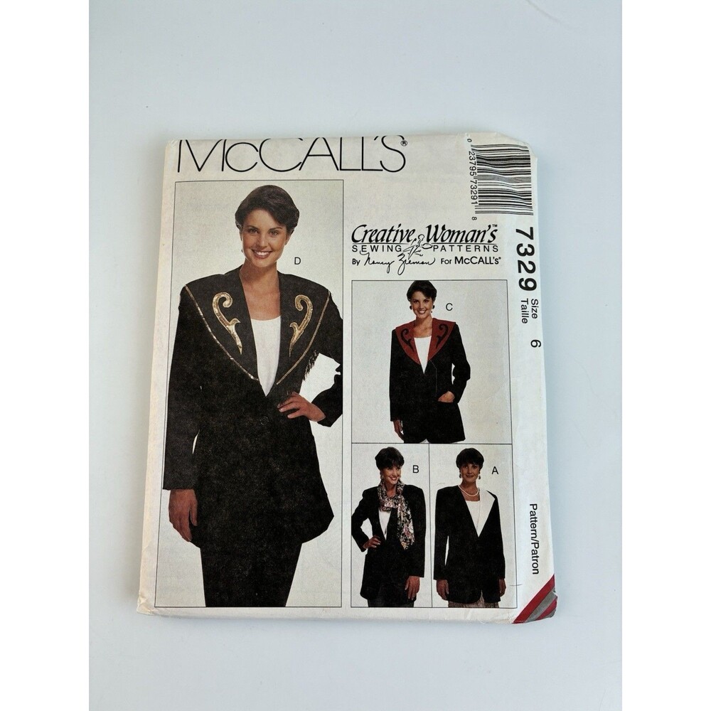Jacket Princess Seams Collar Patch Pockets Uncut Pattern 7329 Sz 6 90s Western